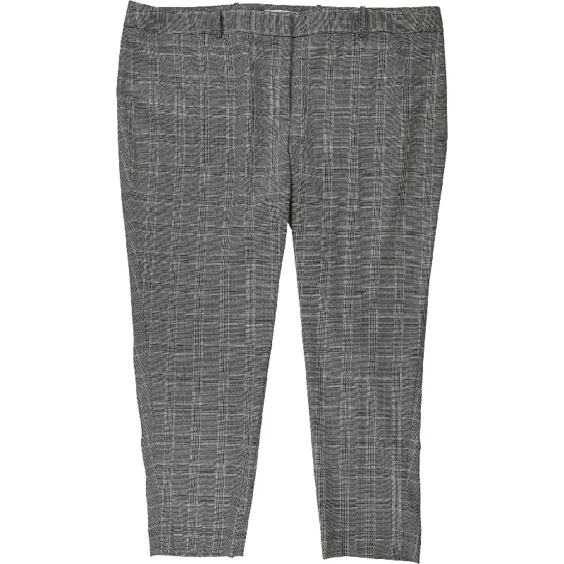 Calvin Klein Womens Plaid Dress Pants, Grey, 14W