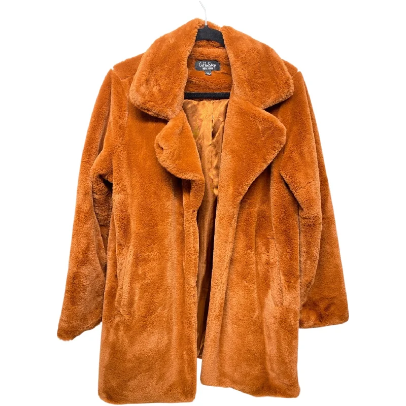 Coat Faux Fur & Sherpa By Coffee Shop In Brown, Size: L