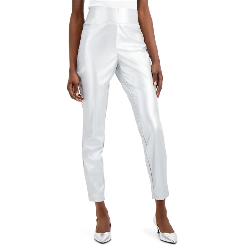 I-N-C Womens Faux Leather Casual Trouser Pants