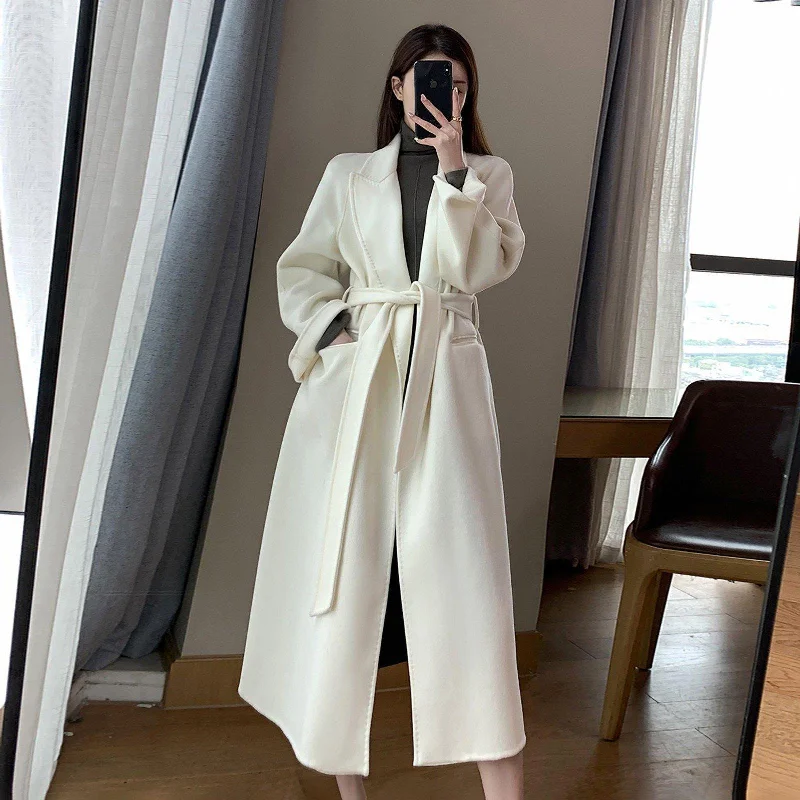 Imogen Beled Double Face Wool Long Wrap Coat