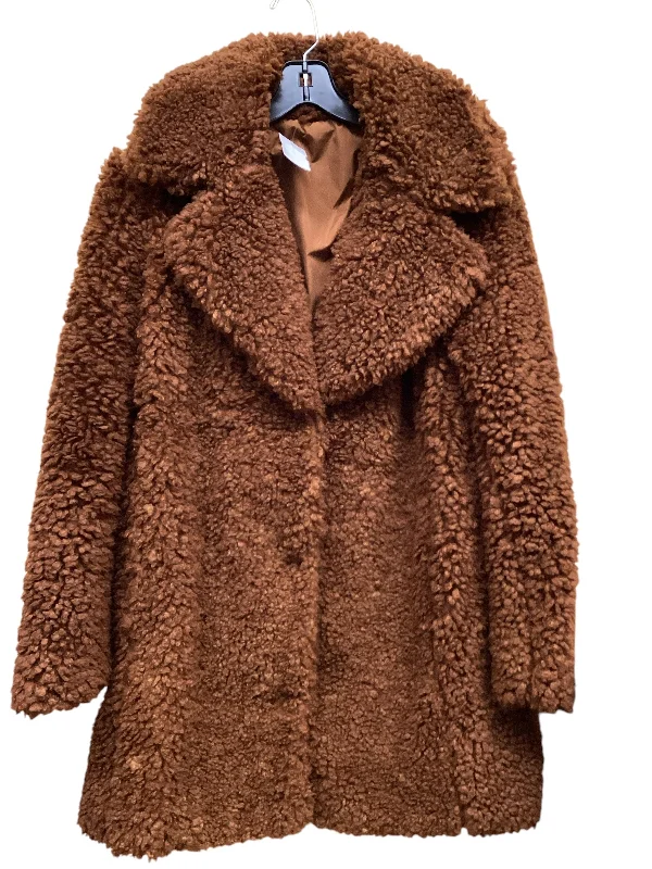 Coat Faux Fur & Sherpa By Clothes Mentor In Brown, Size: M