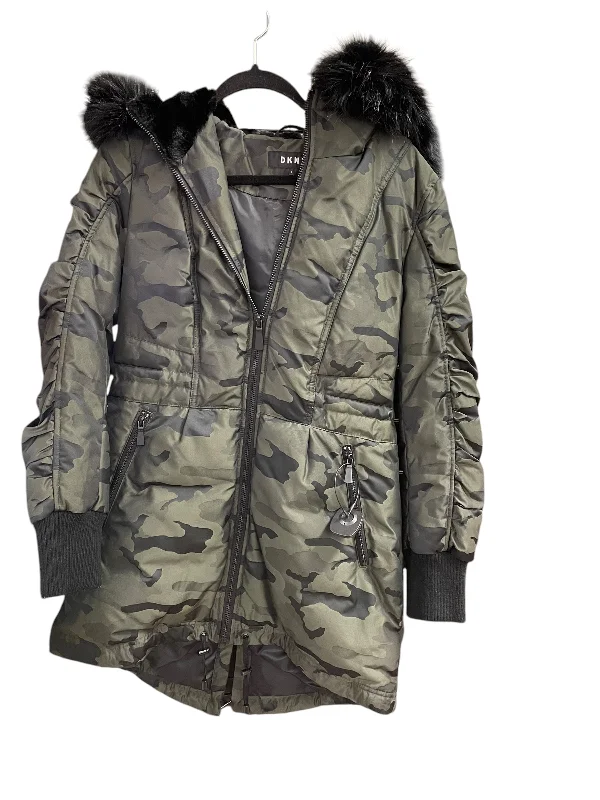 Coat Puffer & Quilted By Dkny In Camouflage Print, Size: S