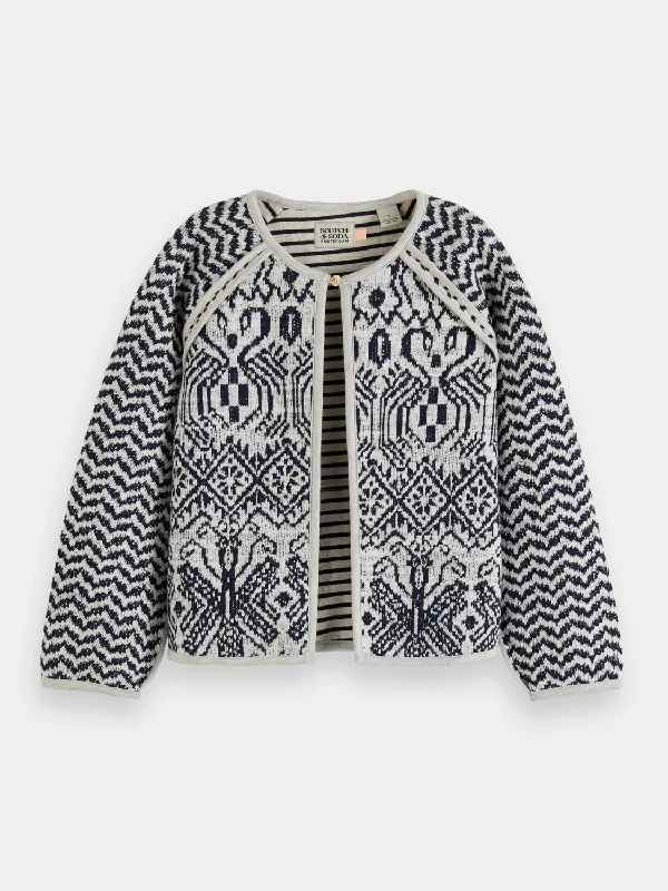 Kids - Jacquard knit reversible bonded jacket