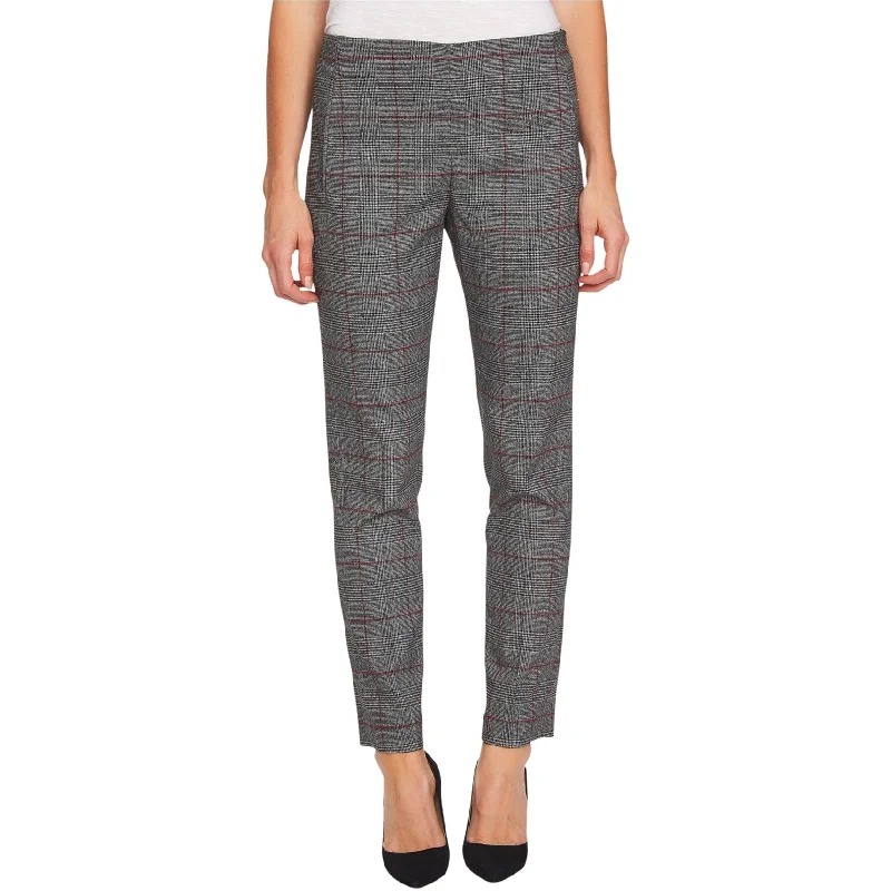 CeCe Womens Plaid Casual Trouser Pants, Black, 0