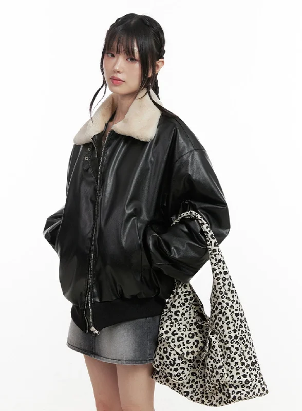 Urban Zip-Up Faux Leather Jacket IN427