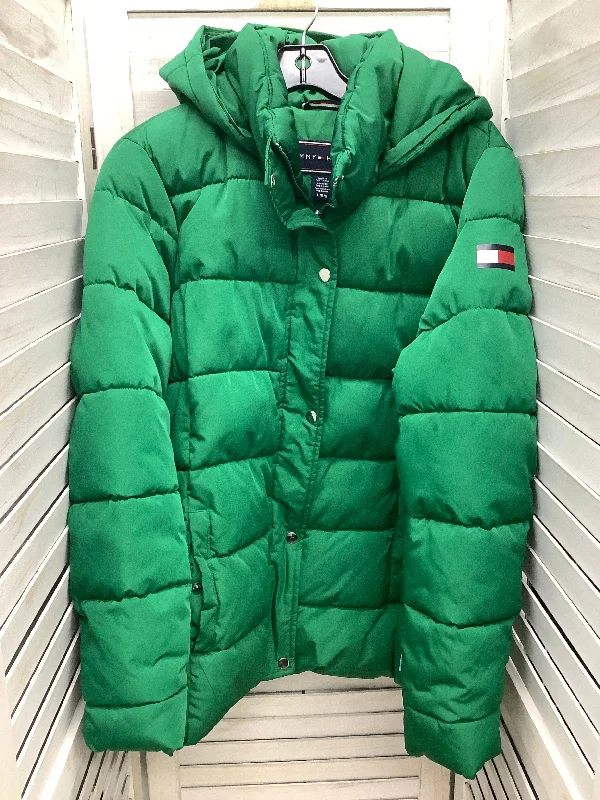 Coat Puffer & Quilted By Tommy Hilfiger In Green, Size: L