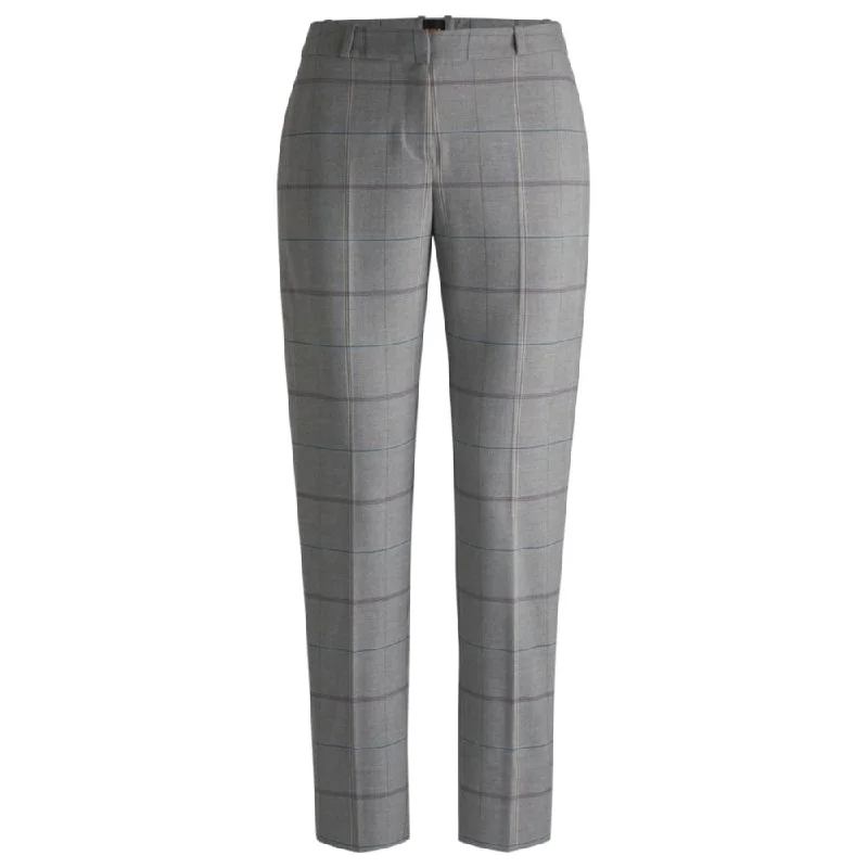 Formal trousers in checked stretch fabric