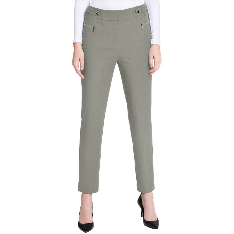 Calvin Klein Womens Zipper Pockets Casual Trouser Pants, Grey, 10