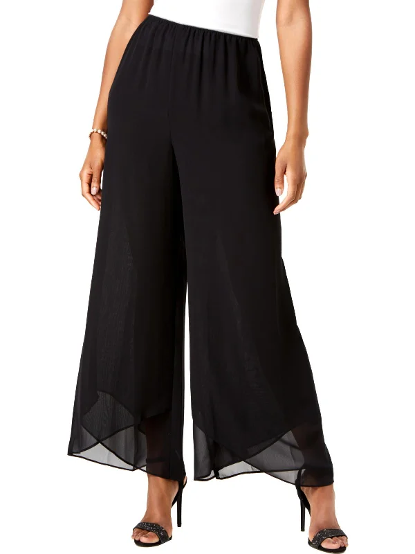 Womens Sheer Elastic Waist Dress Pants