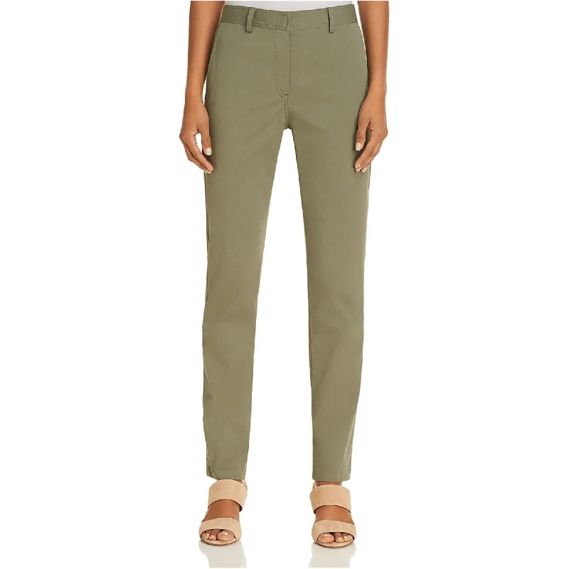 Theory Womens Boyfriend Mid Rise Casual Chino Pants, Green, 0 Regular