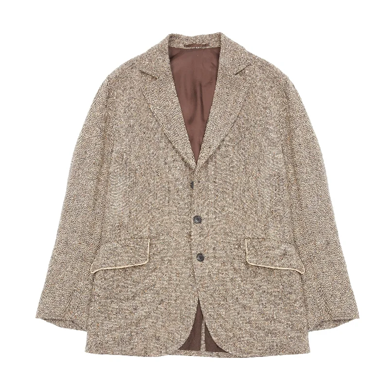 Kaptain Sunshine Donegal Tweed 4B Hunter Jacket in Khaki Nep