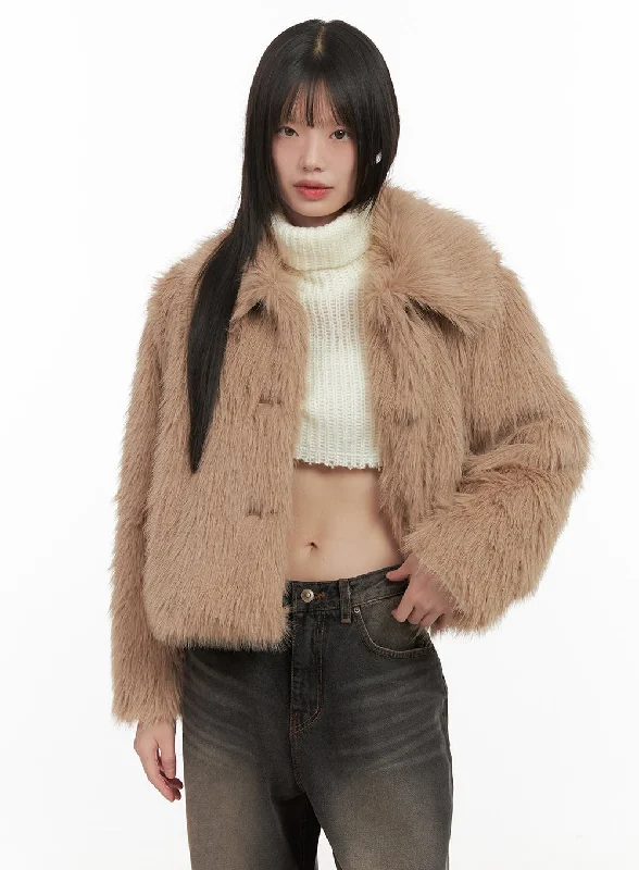 Buttoned Faux Fur Jacket CD426