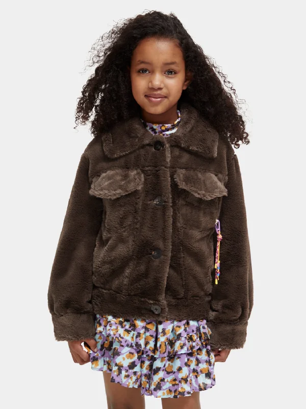 Kids - Faux fur trucker jacket