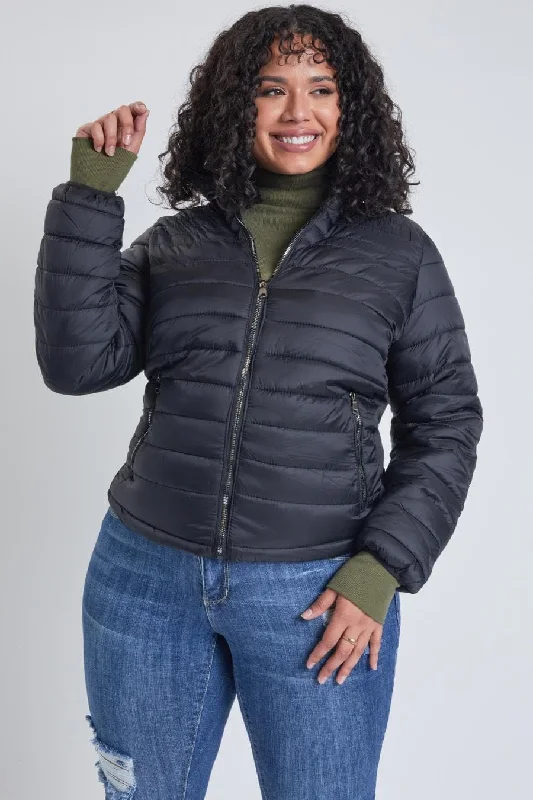 Women's Plus Winter Fitted Puffer Jacket