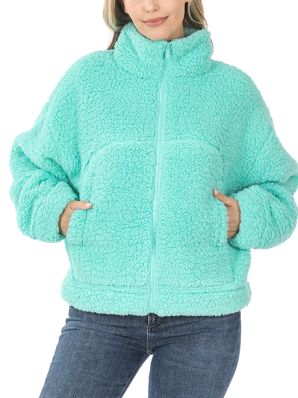 Drawstring Hem Fleece Sherpa Jacket (FWJ1309)