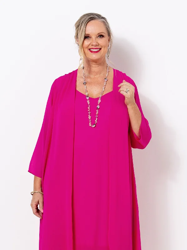 Hot Pink Georgette Long Jacket