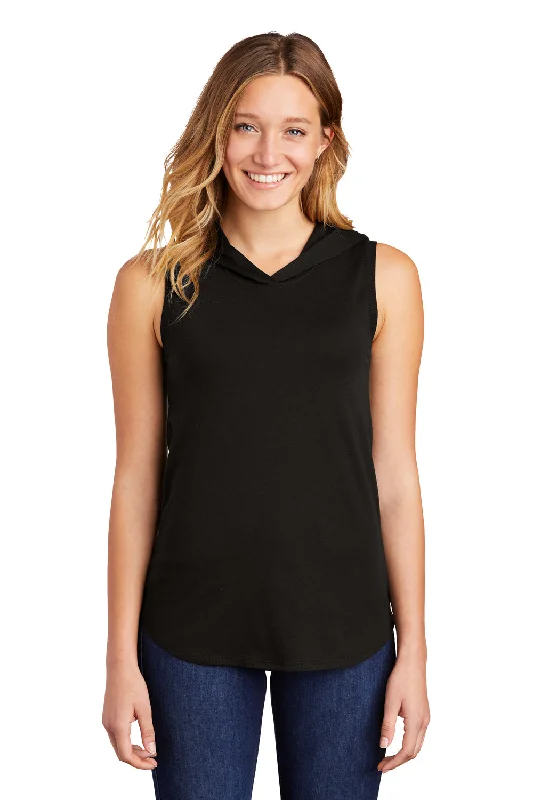 District Womens Perfect Sleeveless Hooded T-Shirt Hoodie - Black