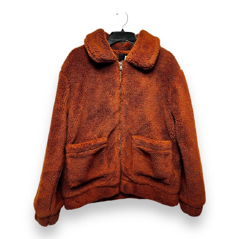 Coat Faux Fur & Sherpa By Elodie In Copper, Size: L