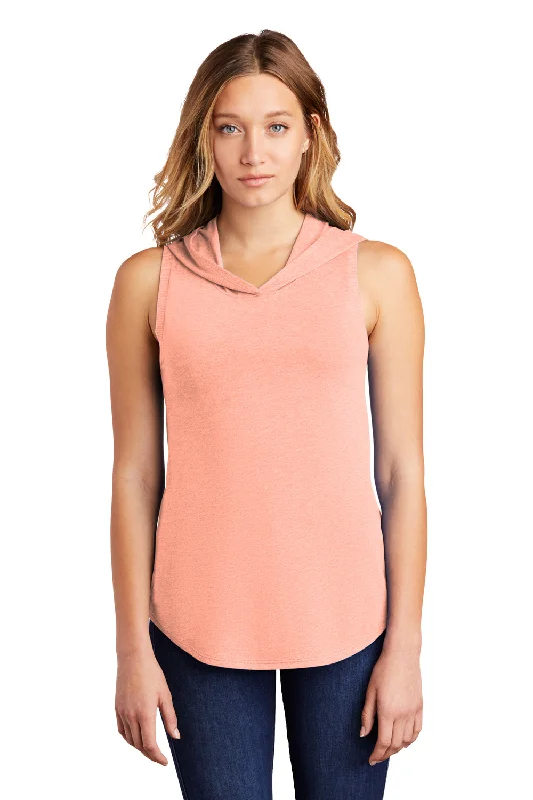 District Womens Perfect Sleeveless Hooded T-Shirt Hoodie - Heather Dusty Peach