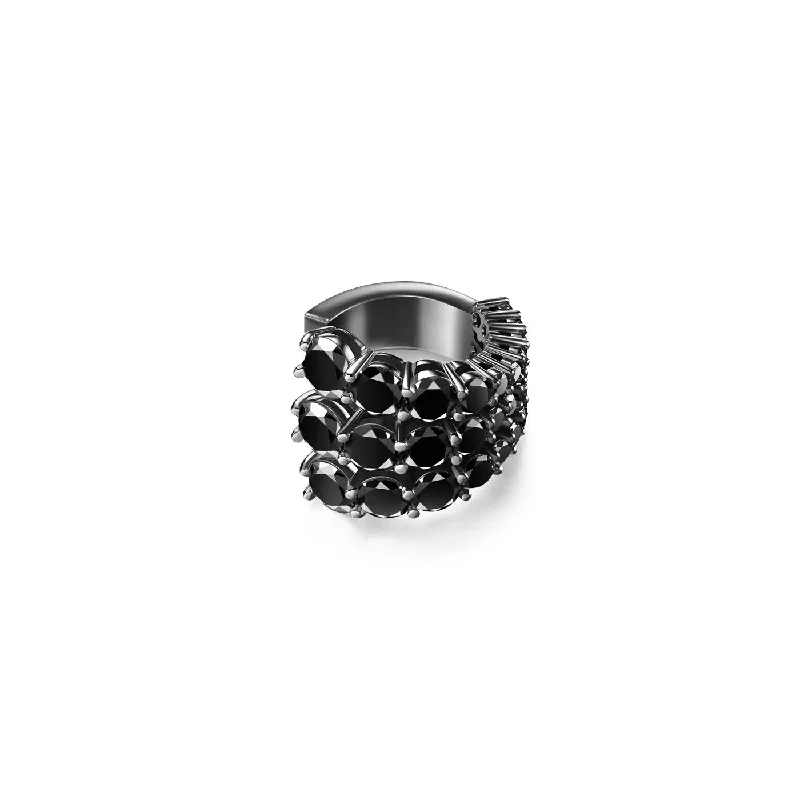 ARIA THREE-ROW EARCUFF (Black Diamond)