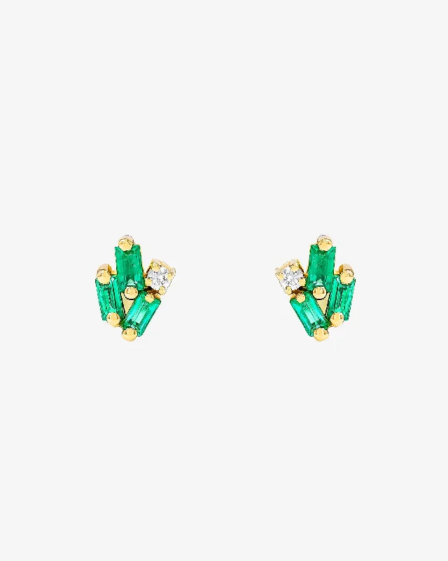 Bold Cluster Emerald Studs