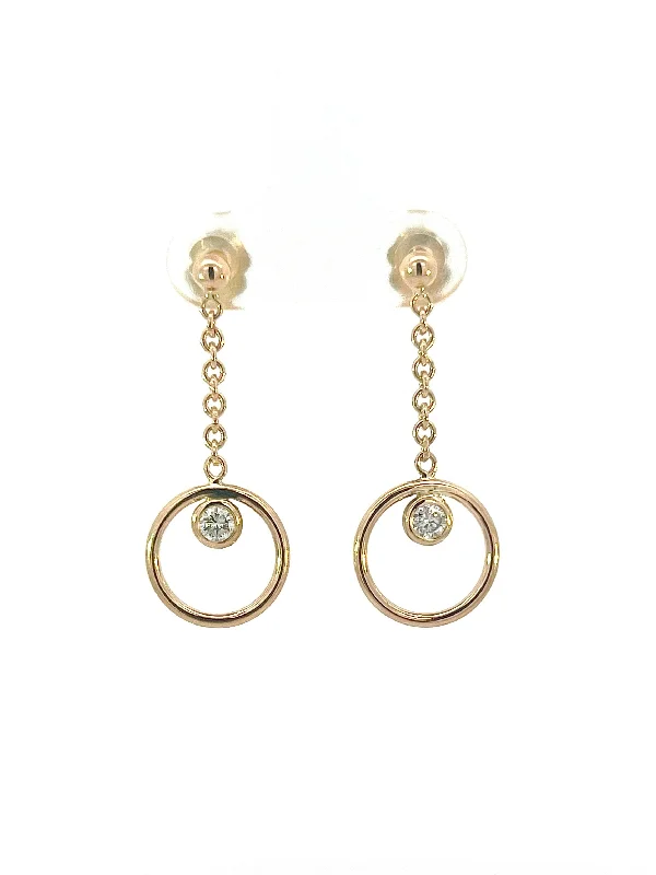 Drop Circle 3mm Bezel Earrings