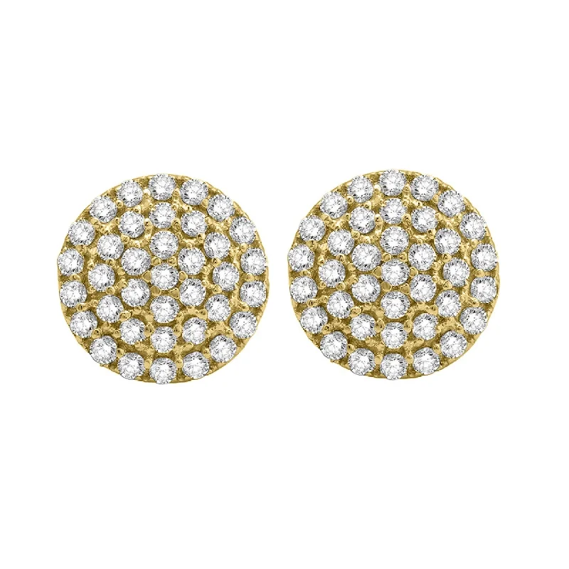 Gold Over Sterling Silver with Natural White Topaz Circle Stud Earring