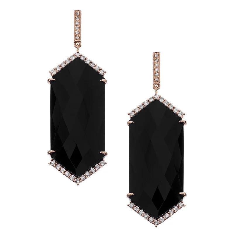 Hayden Earrings Rose Gold Black Onyx