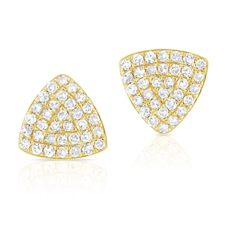 Joelle Pave Diamond Triangle Stud Earrings 14K Gold - Gift