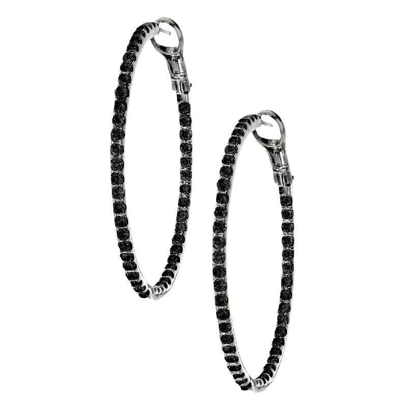 Mary Hoops Silver Black Diamond 2mm