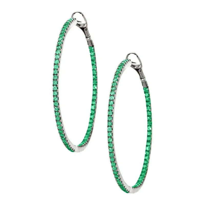 Mary Hoops Silver Emerald 1.5mm