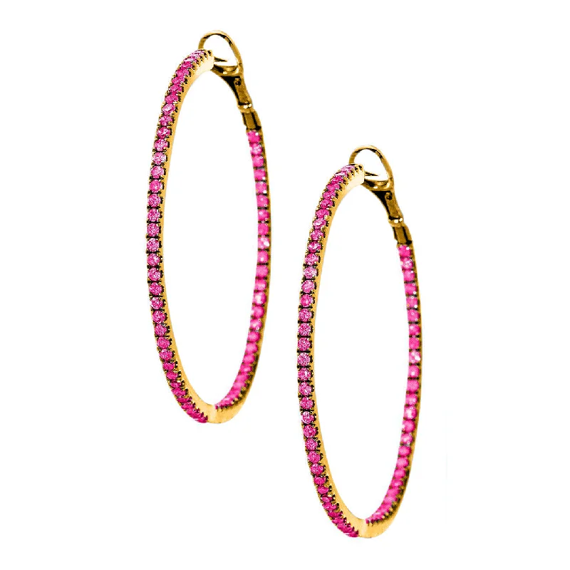 Mary Hoops Rose Gold Pink Sapphire 1mm