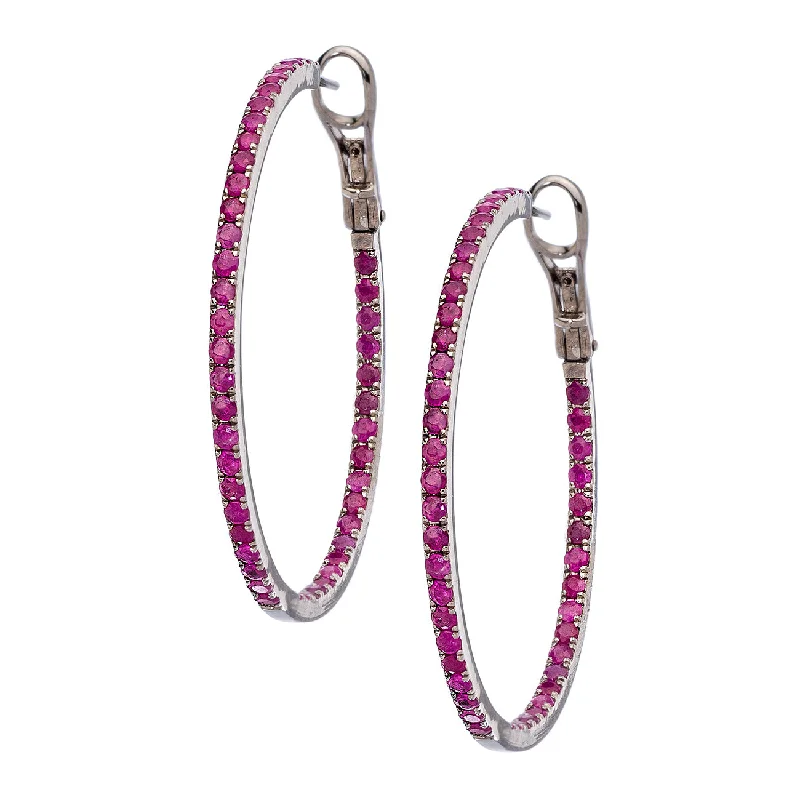 Mary Hoops Silver Ruby 2mm