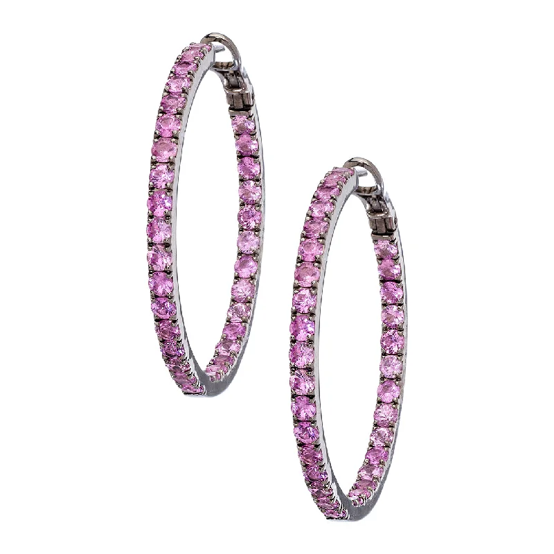 Mary Hoops Silver Pink Sapphire 3.5mm