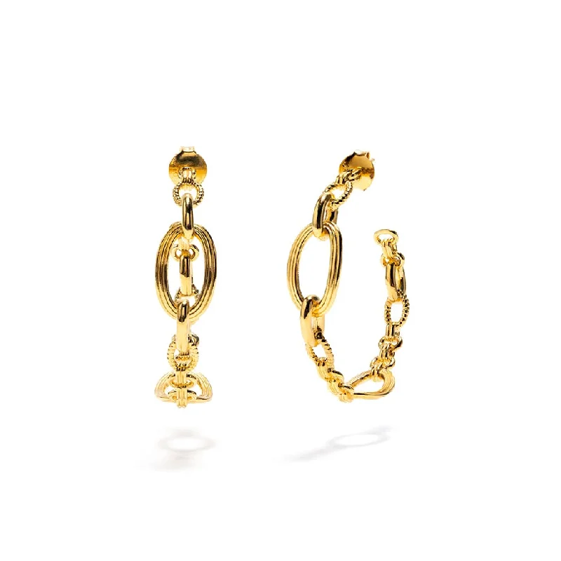 Monique Chain Hoop Earrings - Gold