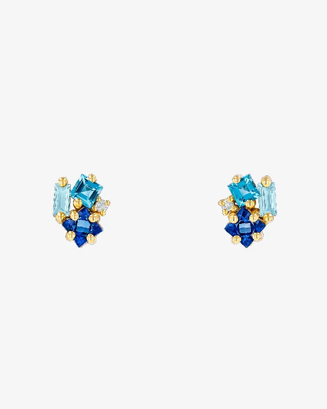 Nadima Blue Mix Cluster Studs