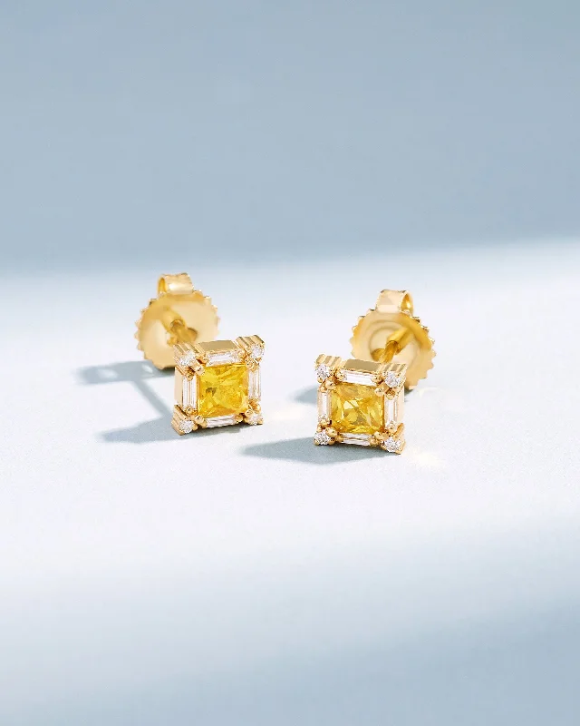 Princess Midi Yellow Sapphire Studs