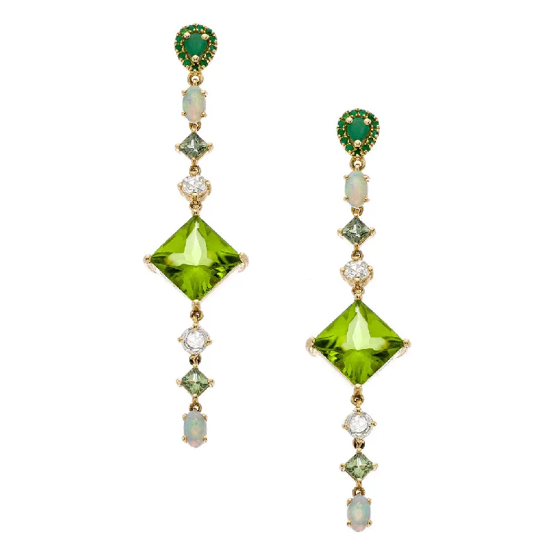 Sol Earrings Peridot Yellow Gold