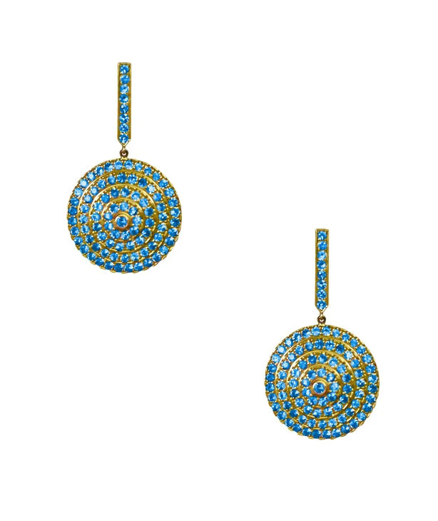 Soleil Yellow Gold Earrings with Blue Sapphire