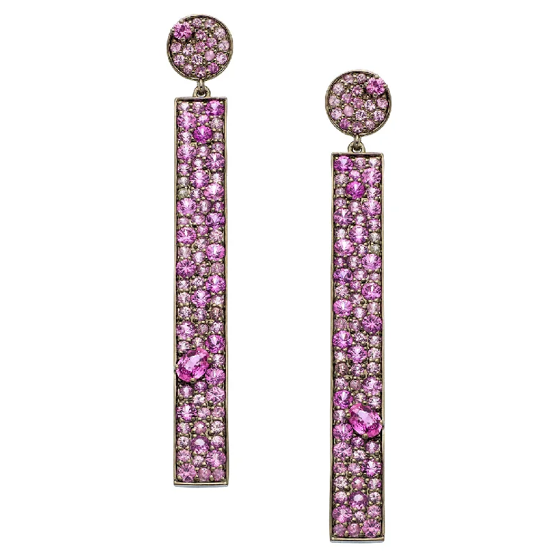 Stardust Earrings Silver Pink Sapphire