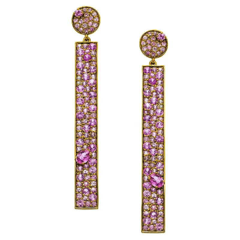 Stardust Earrings Yellow Gold Pink Sapphire