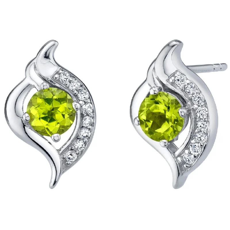 Sterling Silver 1ct Peridot Round Stud Earrings