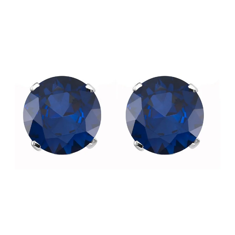 White Gold with Blue Sapphire Stud Earring