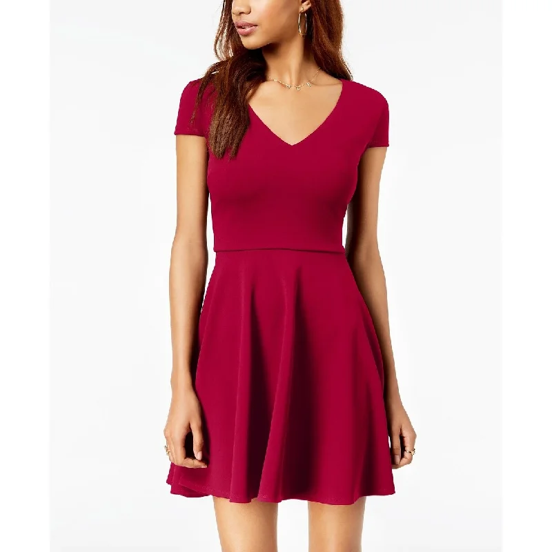 B Darlin Juniors' Bow-Back Fit & Flare Dress Wine Size 13