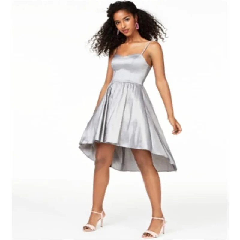 B Darlin Junior's Taffeta Ladder Back Dress Gray Size 3/4