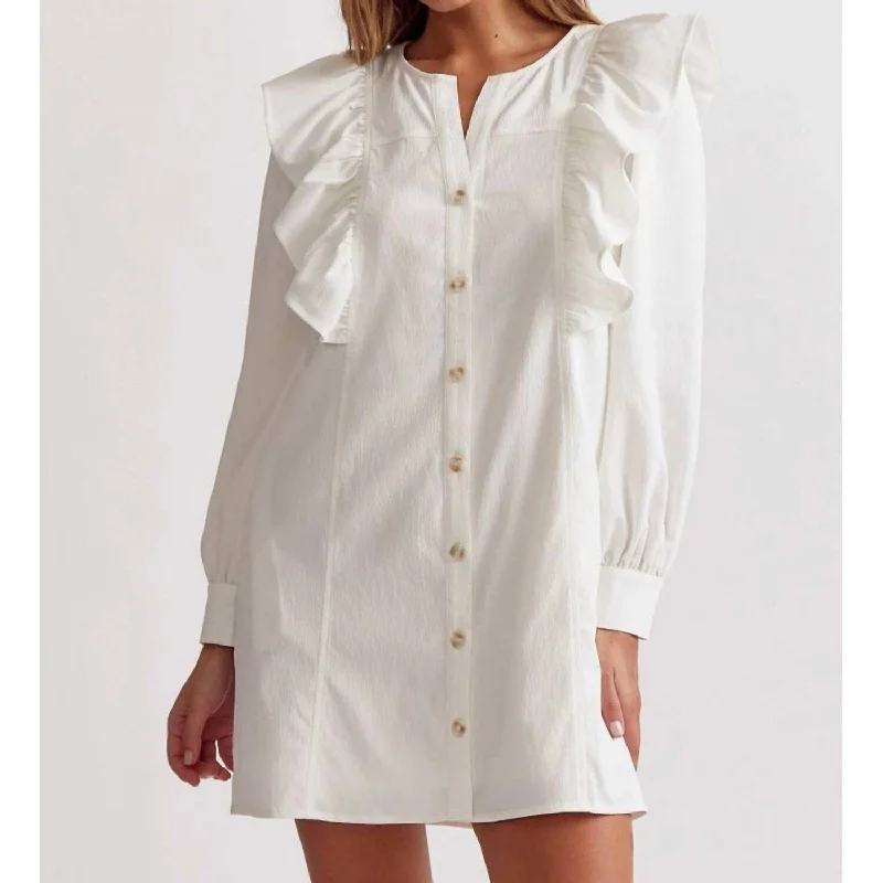 Entro - Button Up Ruffle Detail Dress