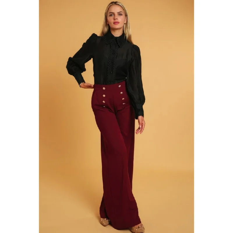 High-Waist Design and Wide-Leg Dressy Pants