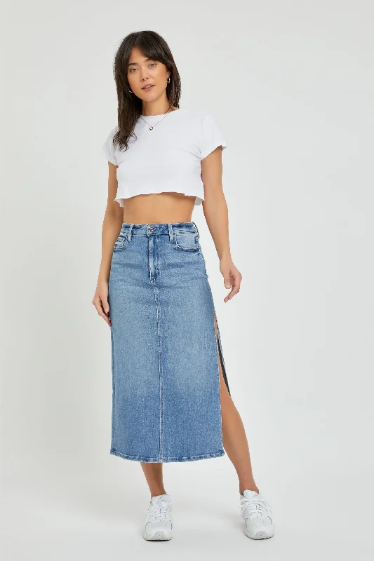 Peyton Midi Denim Skirt by Hidden